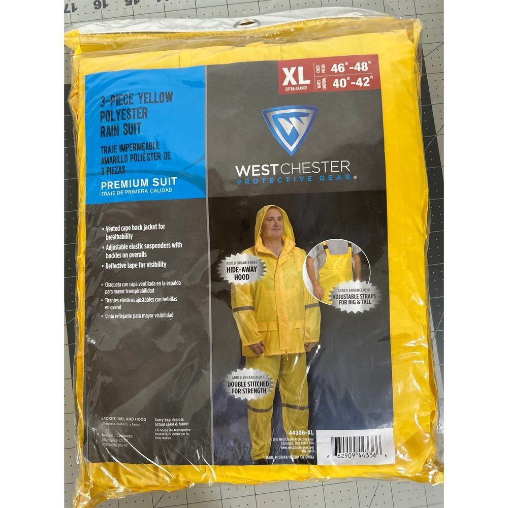 West Chester Protective Gear 3-Piece Yellow Rain Suit XL 44336 Reflective Tape